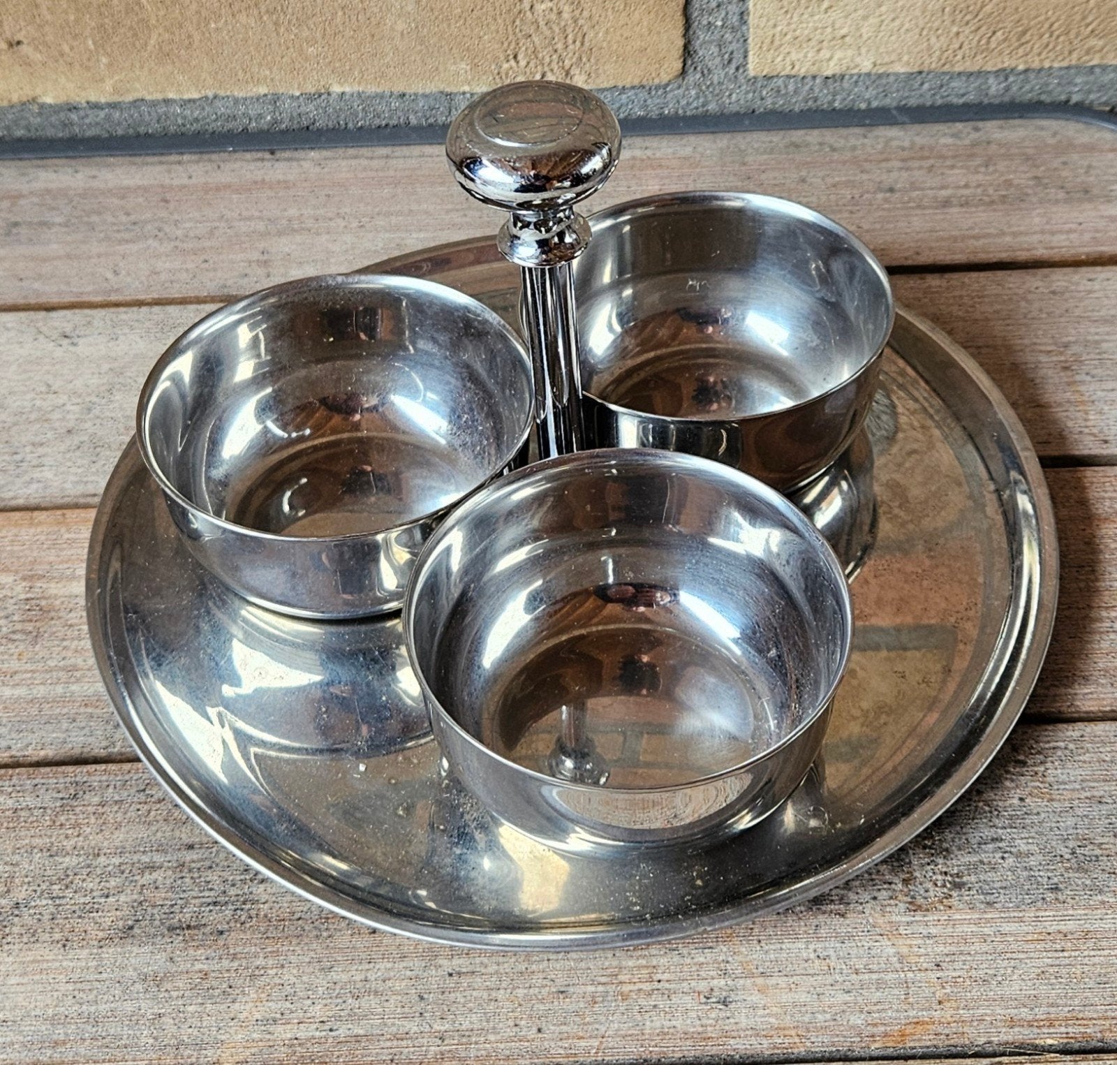 Pinda schaaltje met houder, Ophalen of Verzenden, Zo goed als nieuw, Metaal