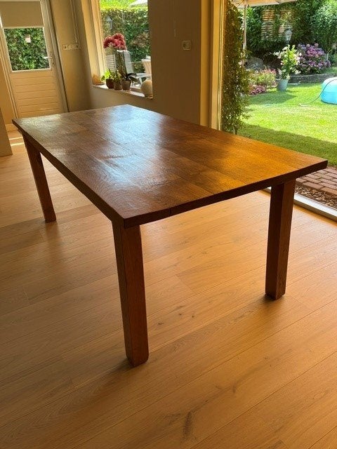 Eiken eettafel 200x90x80 cm, Ophalen, Gebruikt, Eikenhout, 50 tot 100 cm