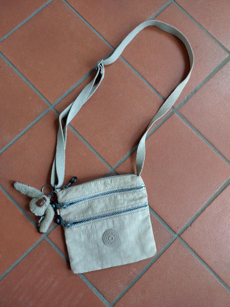Kipling alvar cross over tas nylon beige, Ophalen of Verzenden, Gebruikt, Beige, Schoudertasje