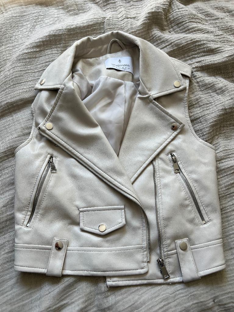 leren beige stradivarius gilet maat XS, Beige, Ophalen of Verzenden, Zo goed als nieuw, Jasje