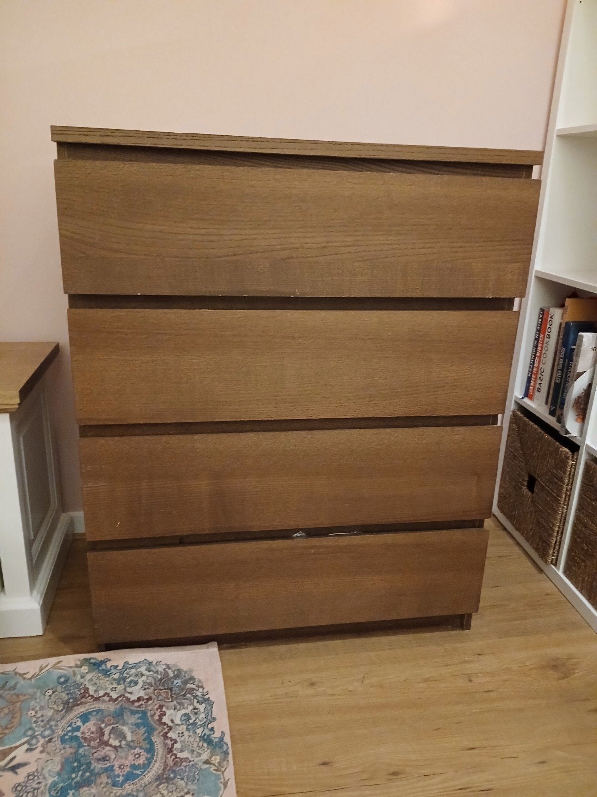 IKEA Ladekast met 4 lades - Donkerbruin/Eikenpatroon, Ophalen, Gebruikt, 50 tot 100 cm, 3 of 4 laden