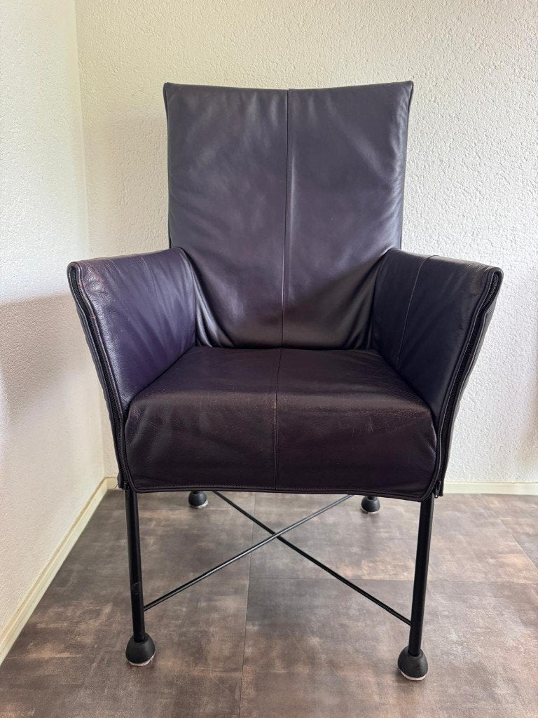 Montis Chaplin Flex donkerpaars leer, verstelbare rug, Huis en Inrichting, Stoelen, Ophalen, Overige kleuren, Zo goed als nieuw