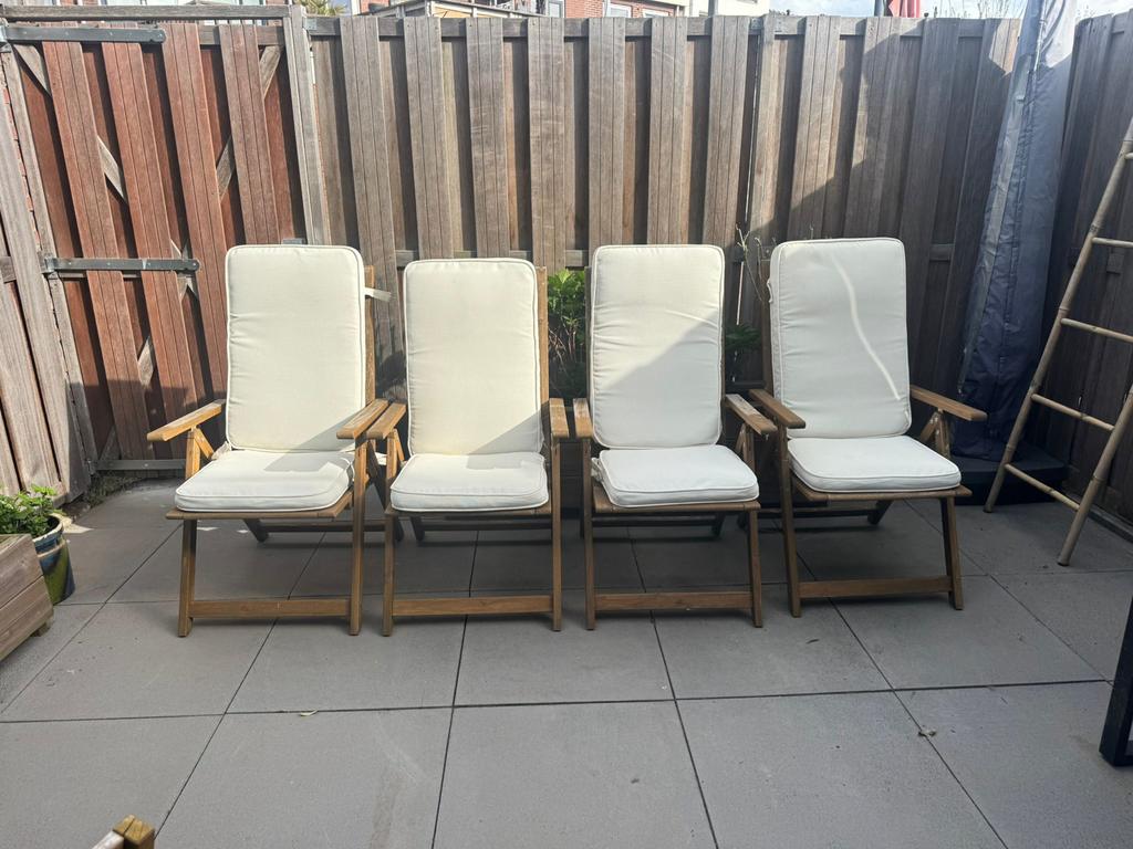 IKEA Nammaro tuinstoelen 2 stuks inclusief kussens, Ophalen, Gebruikt, Hout, Verstelbaar