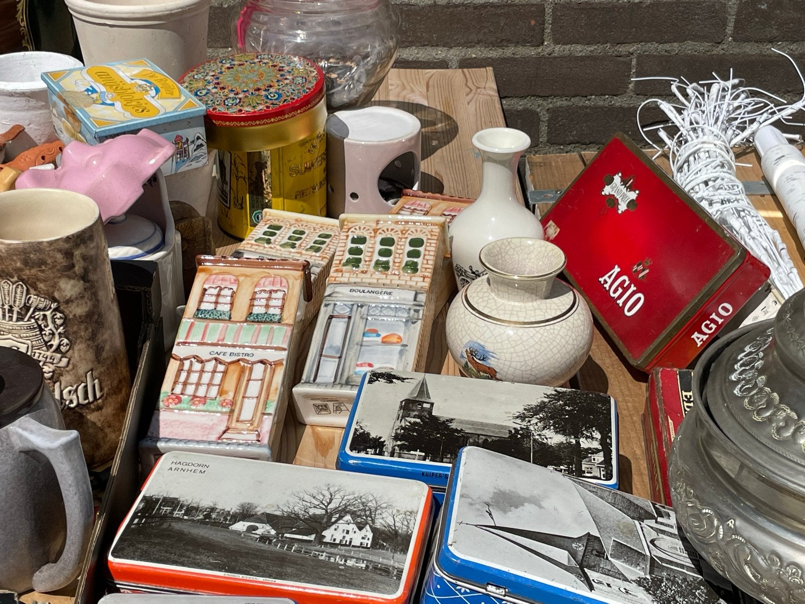 Diverse verzameling vintage blikken en decoratie, Antiek en Kunst, Ophalen of Verzenden