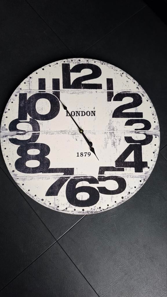 Grote Wandklok London 1879 - Vintage Stijl, Huis en Inrichting, Ophalen, Gebruikt, Analoog, Wandklok