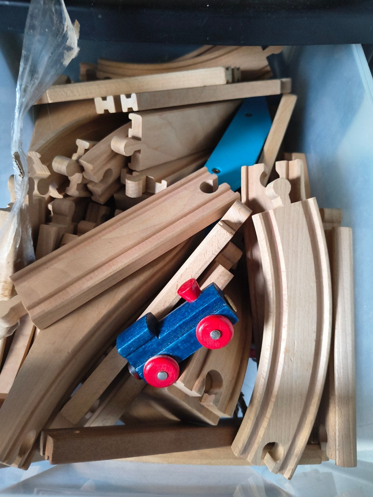 Houten treinbaan met treintjes, Kinderen en Baby's, Ophalen of Verzenden, Gebruikt, Overige typen