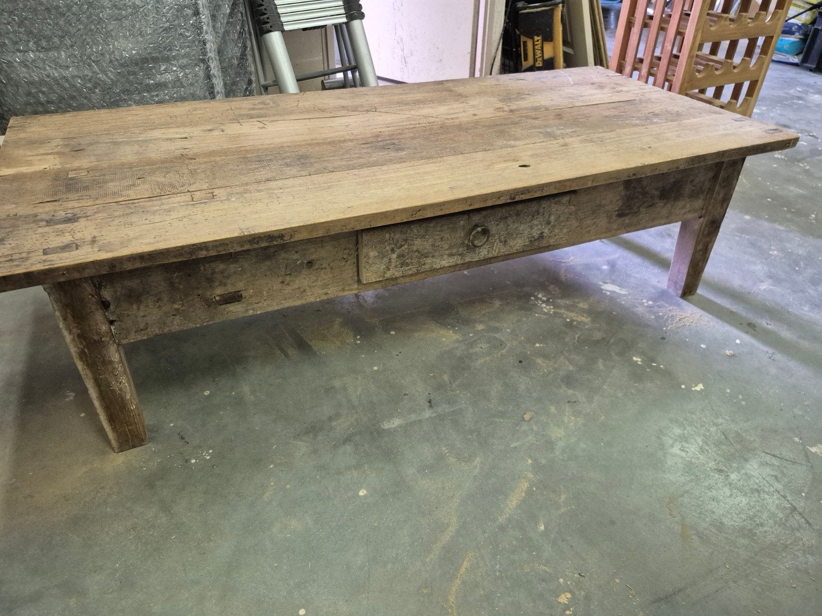 Rustieke houten eiken salontafel met lade - Vintage stijl, Ophalen