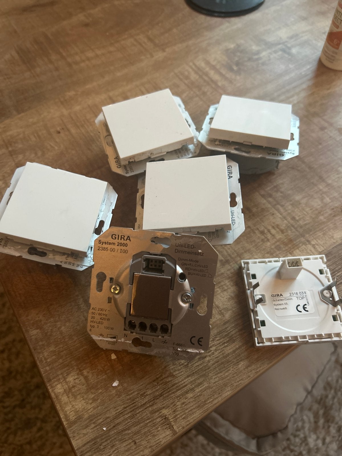 5x Gira System 2000 LED Tastdimmers en System 55 Knoppen, Ophalen of Verzenden, Gebruikt, Gira, Dimmer