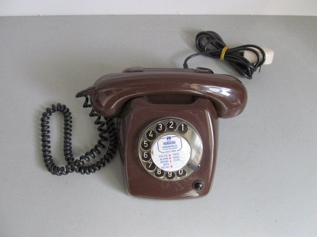Mooie chocoladebruine vintage vaste telefoon met draaischijf, Ophalen of Verzenden, Gebruikt, Met draaischijf