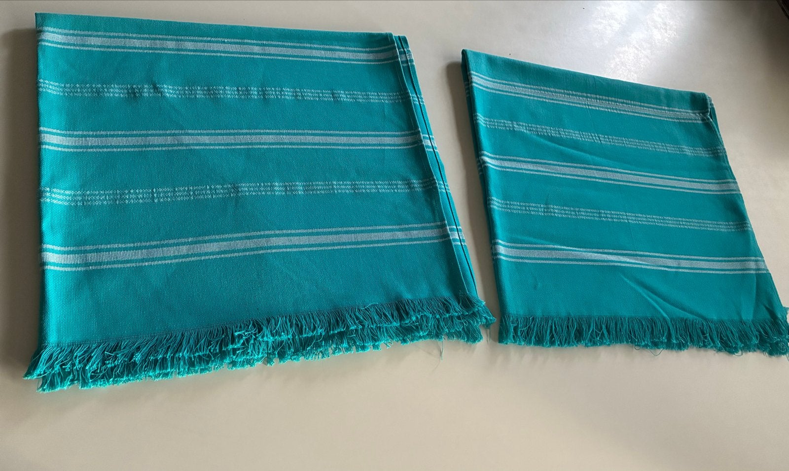 Set van 2 turkooise hamamdoeken 100% katoen | 1.60 x 85 cm, Ophalen of Verzenden
