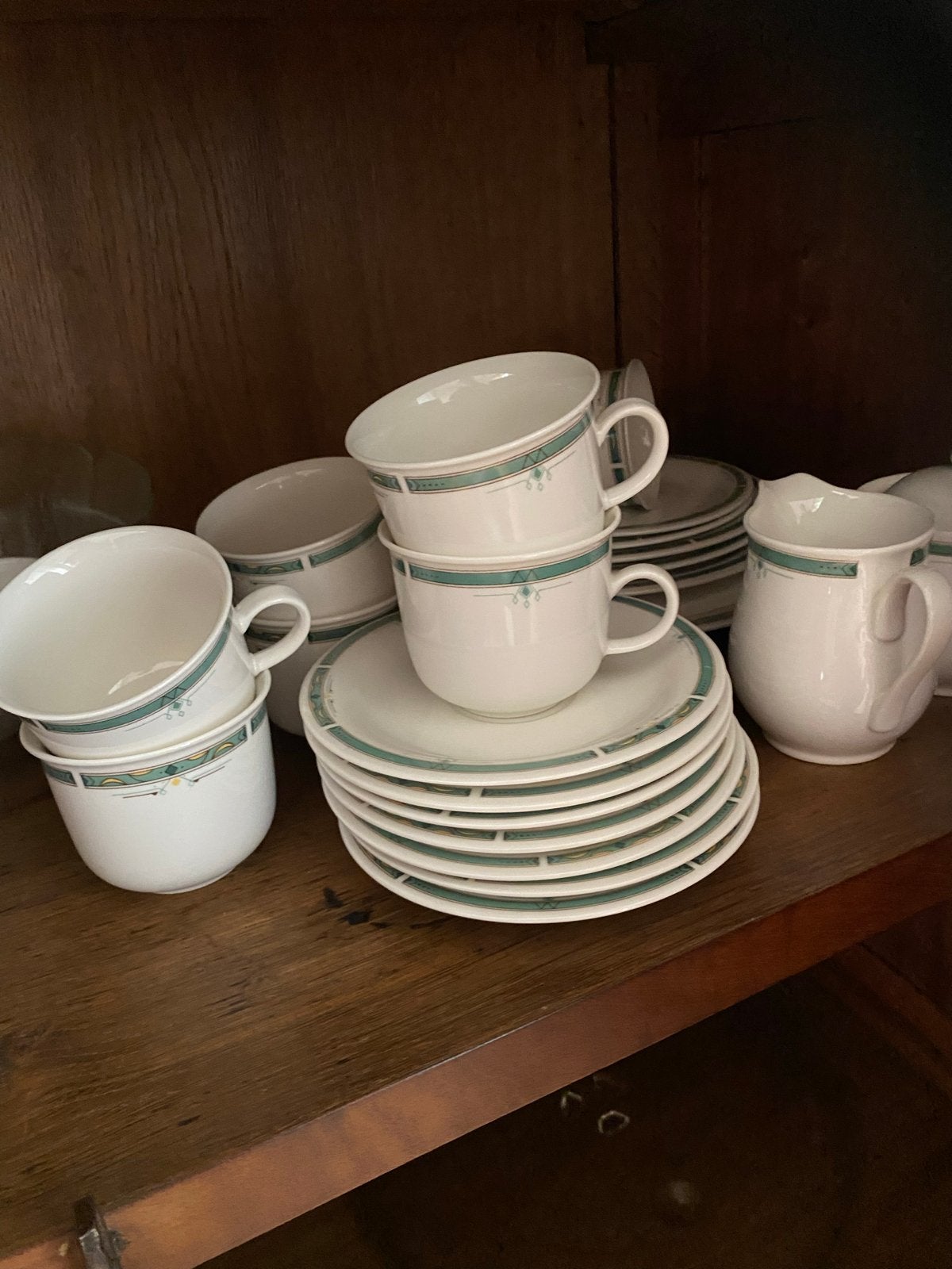 Burlington Fine Porcelain Servies - Vintage Groen Patroon, Ophalen, Overige merken, Vintage, Zo goed als nieuw