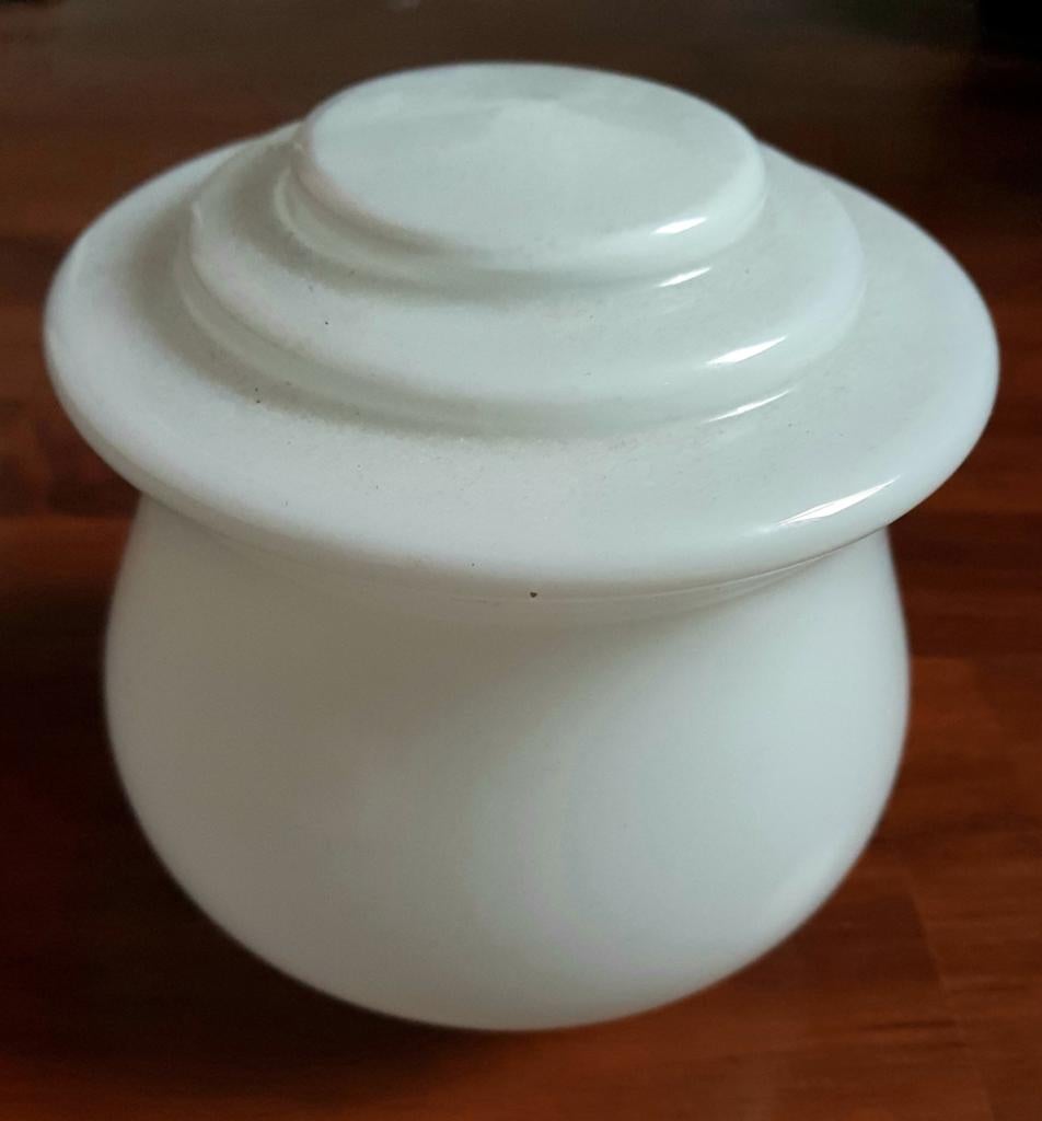 Melkglas glazen plafond lamp kap rond Art Deco stijl, Ophalen of Verzenden