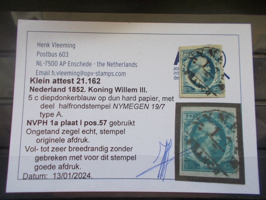 ned 1A plaat 1pos68 met attest, Ophalen of Verzenden, T/m 1940, Gestempeld