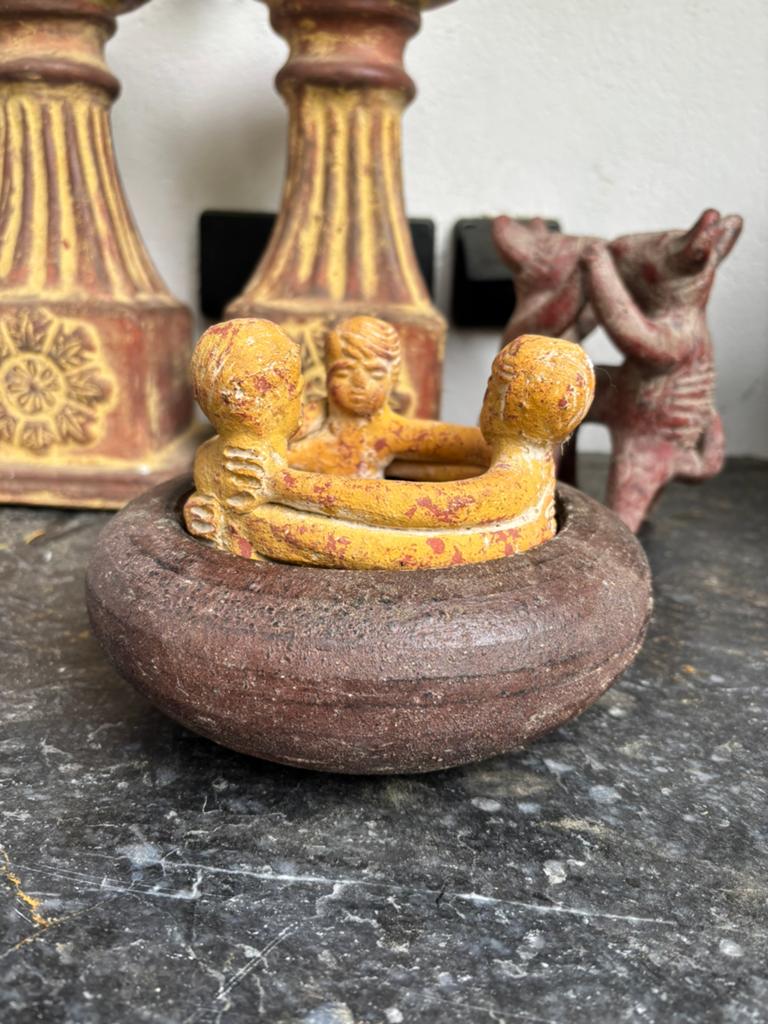 Vriendenkring van 3 in Jacuzzi -terracotta- met waxinelicht, Ophalen of Verzenden