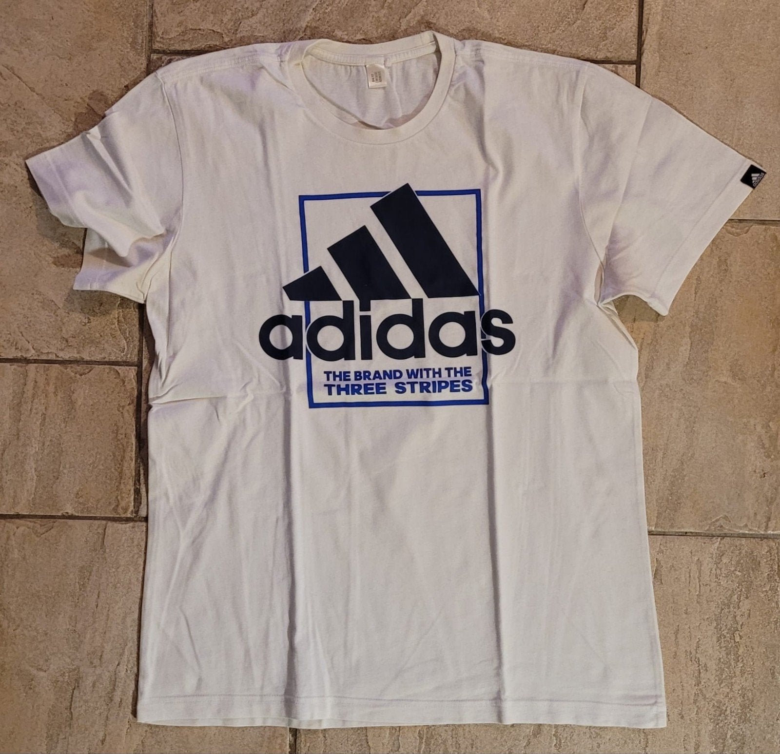 Adidas wit t- shirt, k. mouw, zw./blauwe opdruk, Ophalen of Verzenden, Wit
