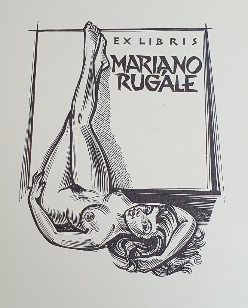 Exlibris / Ex libris G. Gaudaen, liggend naakt, Verzenden