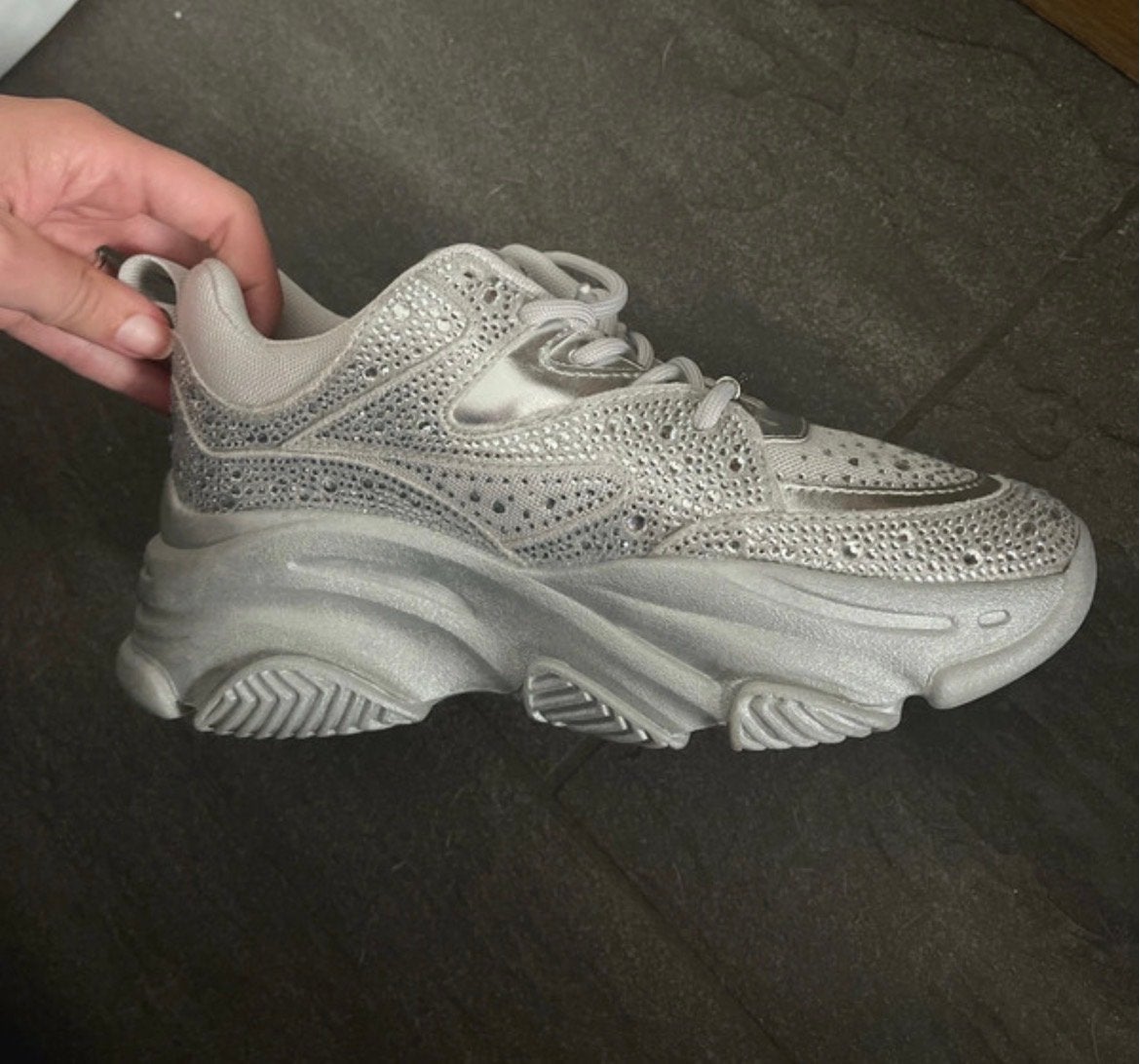 Steve Madden sneakers met strass steentjes, Kleding | Dames, Ophalen of Verzenden, Grijs, Sneakers of Gympen, Zo goed als nieuw