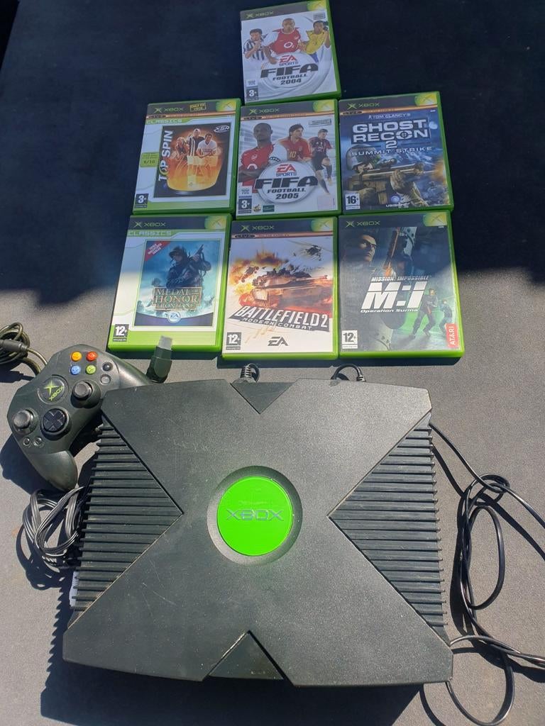 X box met 7 spellen + 1 controller, Spelcomputers en Games, Spelcomputers | Xbox Original, Ophalen, Met 1 controller