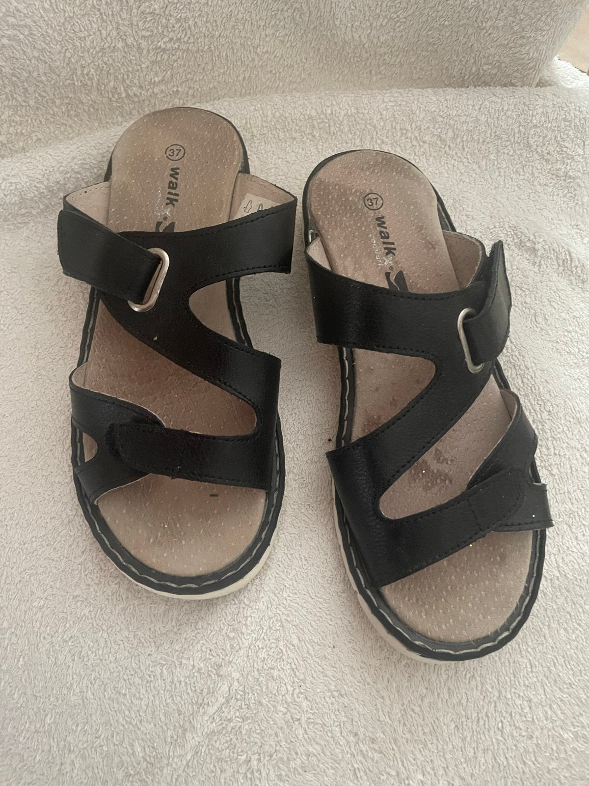 Zwarte Walkx sandalen maat 37 ondersteunt voetbed, Zwart, Zo goed als nieuw, Sandalen of Muiltjes, Ophalen of Verzenden