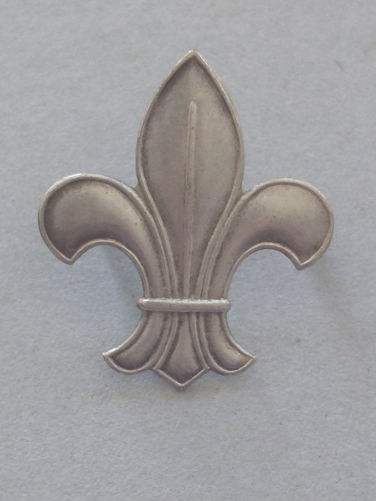 Baret embleem insigne Franse lelie jaren 50. 4cm bij 3,5 cm., Verzamelen, Ophalen of Verzenden, Zo goed als nieuw, Embleem, Speld of Insigne