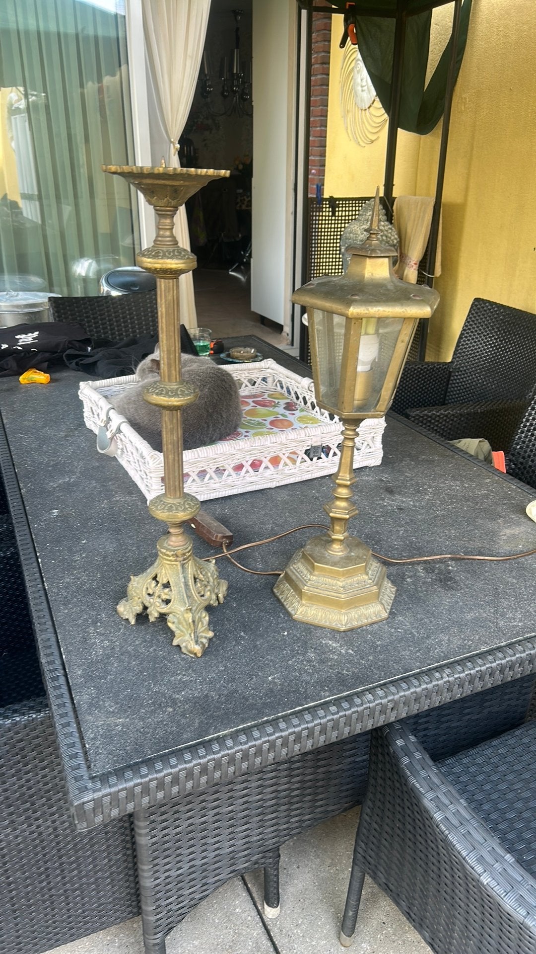 Kerkkandelaar en Tafellantaarn antiek koper/ messing, Ophalen of Verzenden, Koper of Brons