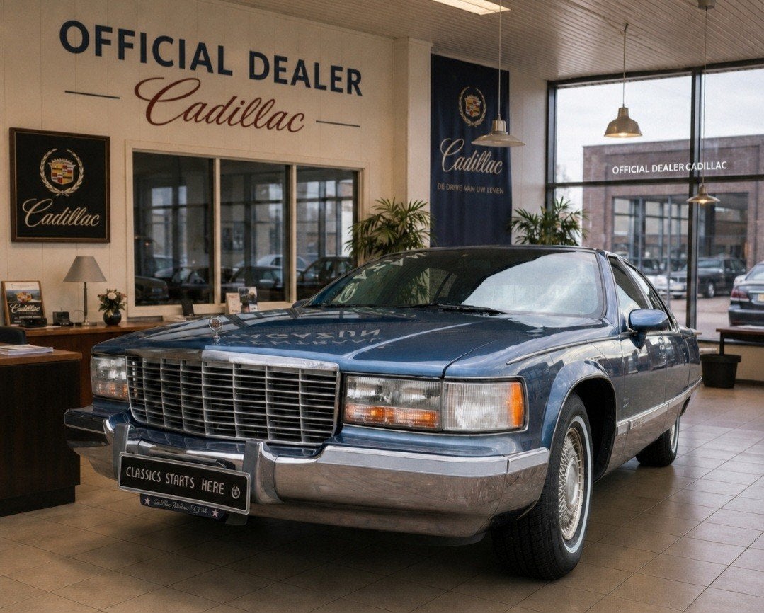 🇺🇲Cadillac Fleetwood 5.7 Brougham AUT 1993 Blauw, Auto's, Cadillac, Achterwielaandrijving, 8 cilinders, Blauw, Brougham