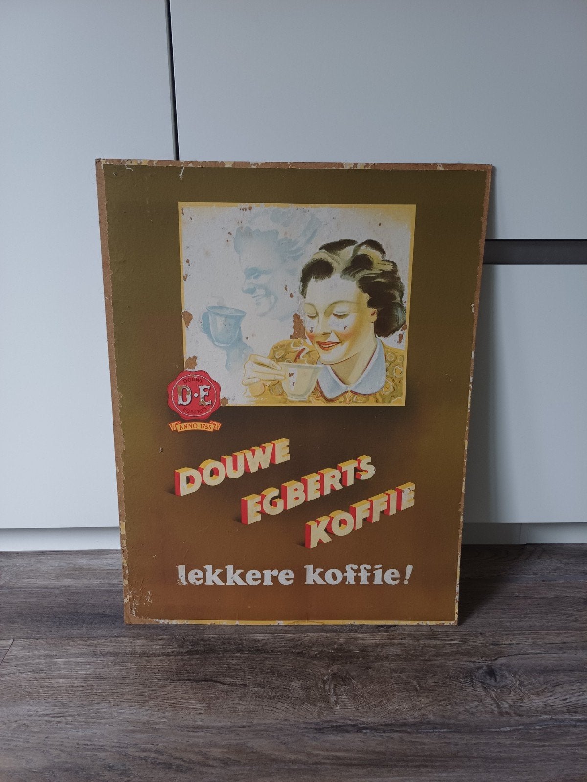 Douwe egberts reclamekarton/reclamebord/Toonbankreclame, Ophalen of Verzenden, Reclamebord