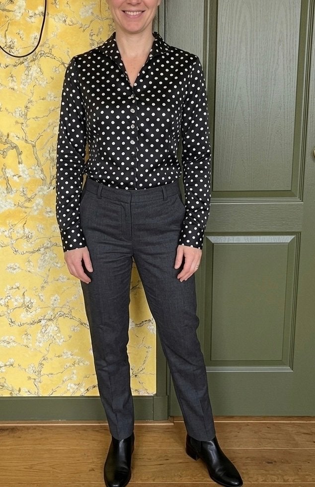 Eterna Polkadot Blouse Katoen Viscose Maat 36, Ophalen of Verzenden, Zo goed als nieuw, Maat 36 (S), Zwart