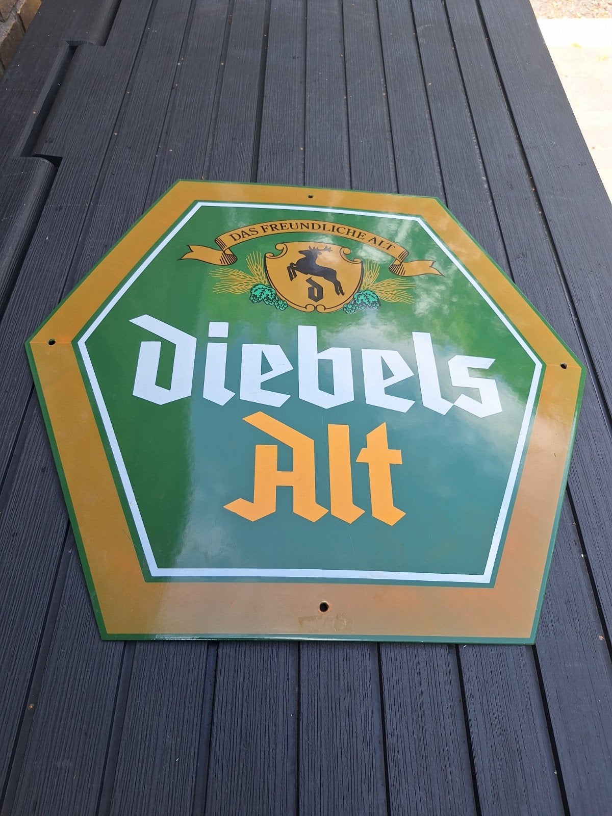 Bier emaille reclamebord Diebels Alt Bier uit Duitsland, Ophalen of Verzenden
