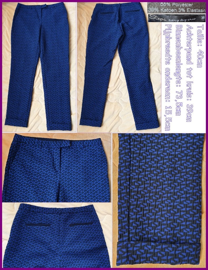 STEPS kobalt blauwe retro broek maat 38 nieuw, Kleding | Dames, Broeken en Pantalons, Maat 38/40 (M), Blauw, Nieuw, Ophalen of Verzenden