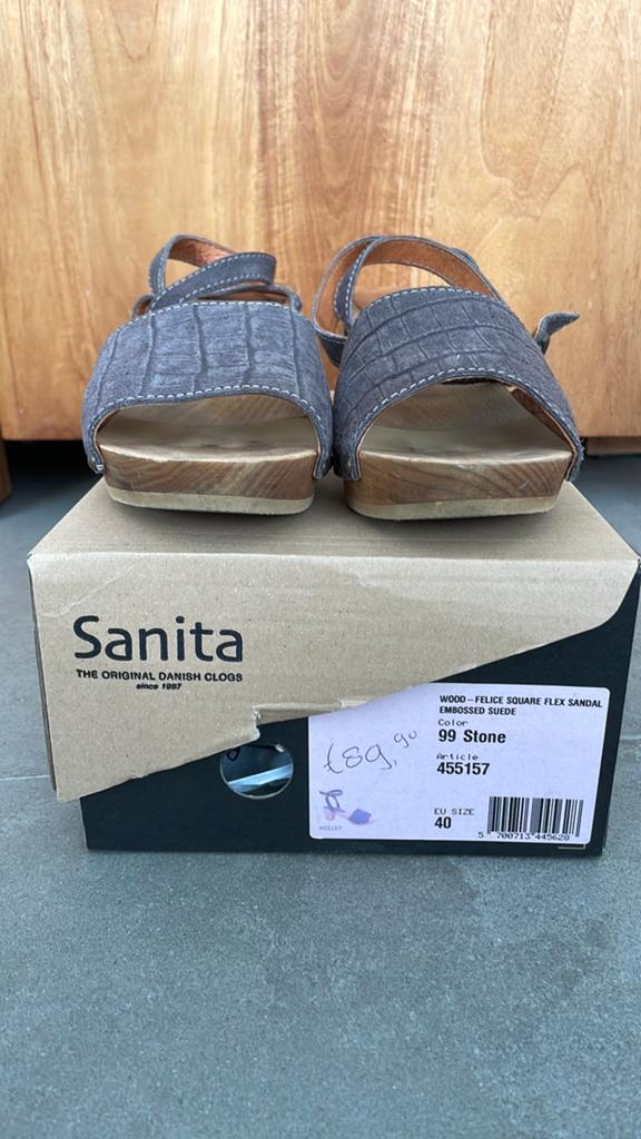 Sanita Wood Felice Square Flex Sandalen - Maat 40, Ophalen of Verzenden, Nieuw, Grijs, Sandalen of Muiltjes