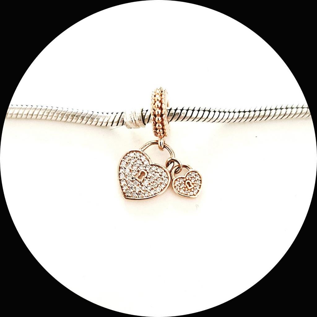 Pandora rose goud Love Locks hanger 781807CZ, Pandora, Ophalen of Verzenden, Zo goed als nieuw, 1 bedel