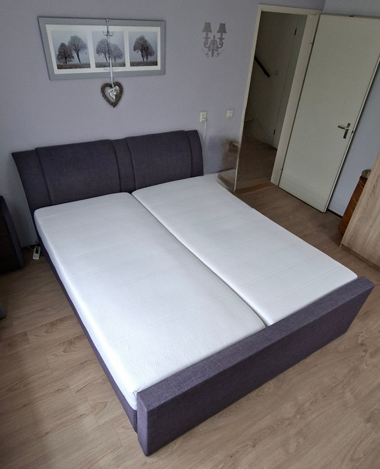 2 peroons bed boxspring  200x180, Huis en Inrichting, Slaapkamer | Bedden, Zo goed als nieuw, Tweepersoons, 180 cm, Stof, Ophalen
