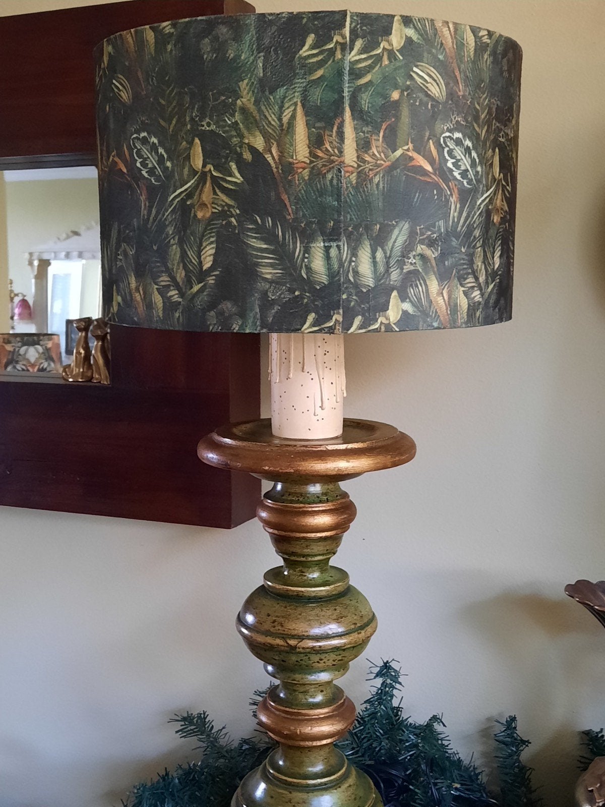 Antieke houten tafellamp, Ophalen of Verzenden