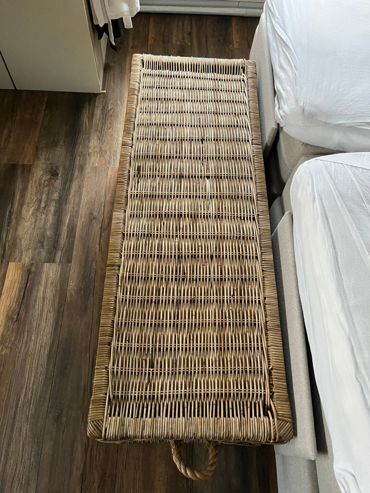 Rieten langwerpige mand, Huis en Inrichting, Ophalen, Zo goed als nieuw, Rechthoekig, Hout