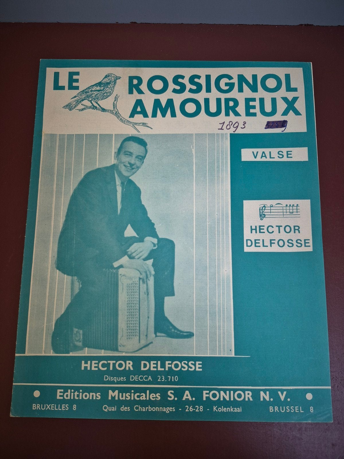 Le Rossignol Amoureux - Hector Delfosse bladmuziek, Ophalen of Verzenden, Gebruikt, Artiest of Componist, Klassiek