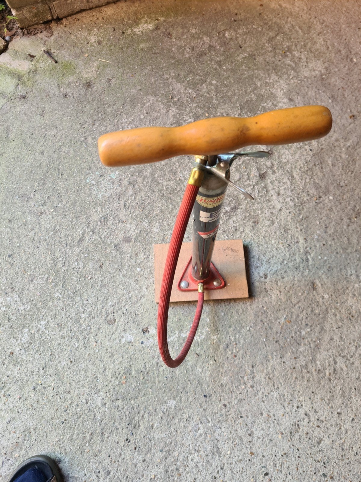 Vintage Jumbo fietspomp met houten handvat, Fietsen en Brommers, Ophalen of Verzenden, Gebruikt