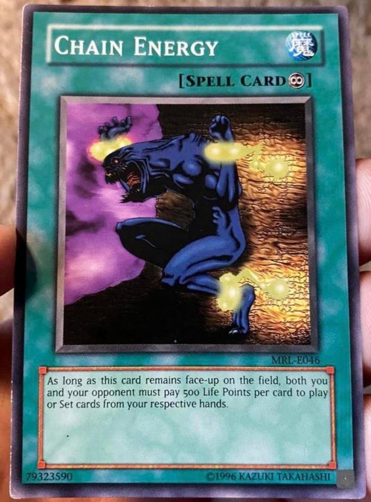Yu-Gi-Oh! Chain Energy MRL Old Print !, Ophalen of Verzenden, Gebruikt, Losse kaart