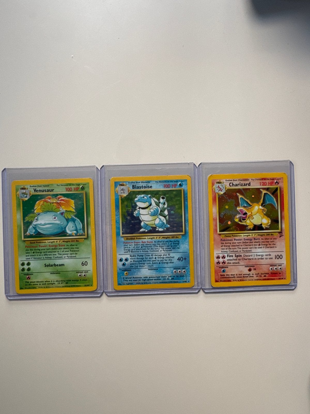 Pokémon Base Set Trio: Charizard, Blastoise, Venusaur, Ophalen of Verzenden, Gebruikt, Meerdere kaarten