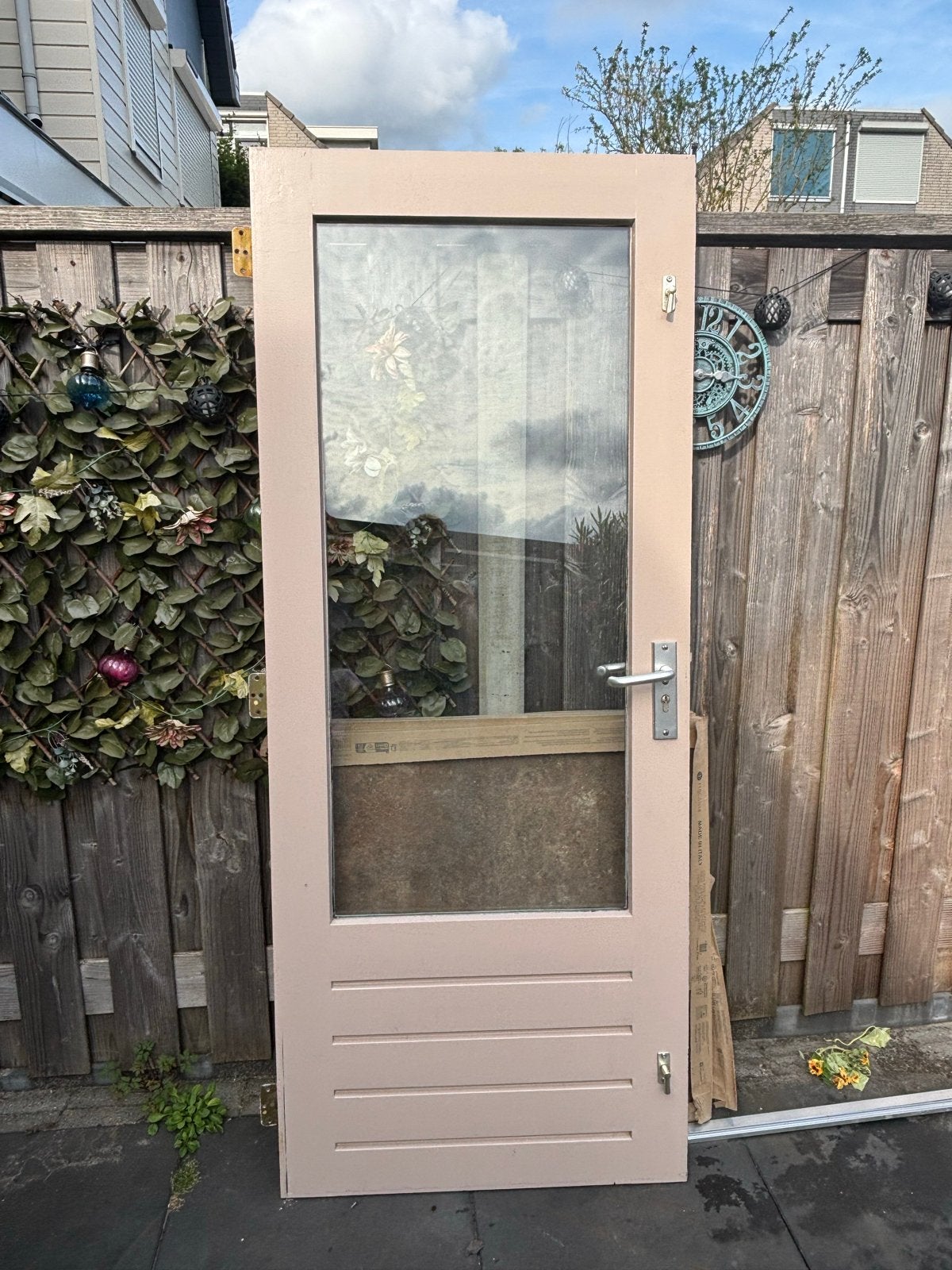 Gebruikte buitendeur met glas en klink 201x82, Ophalen, Gebruikt, 80 tot 100 cm, Buitendeur