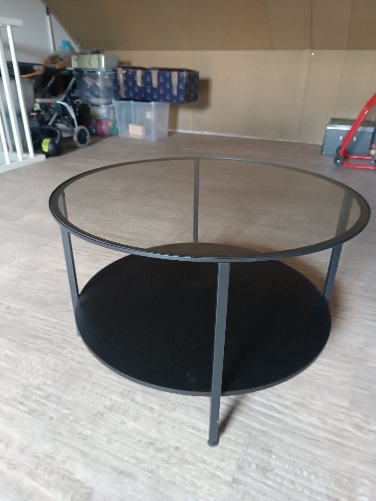 Salontafel met glazen plaat, Ophalen, Glas, 50 tot 100 cm, Rond