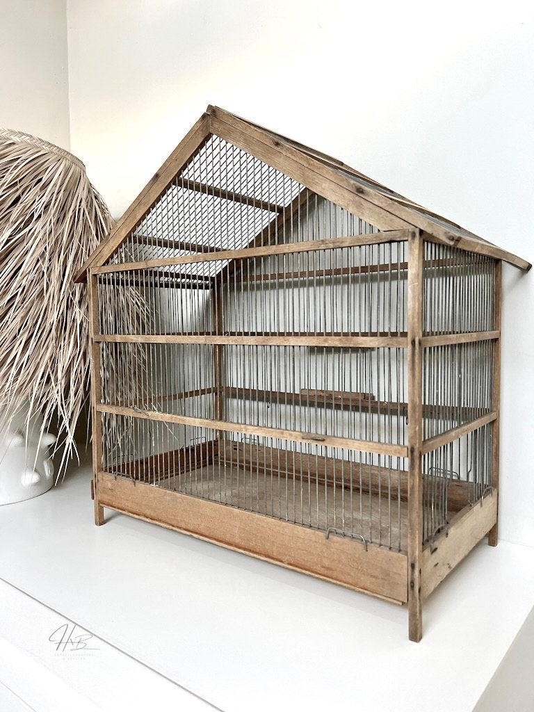 Brocante franse antiek vogelkooi, Antiek en Kunst, Ophalen