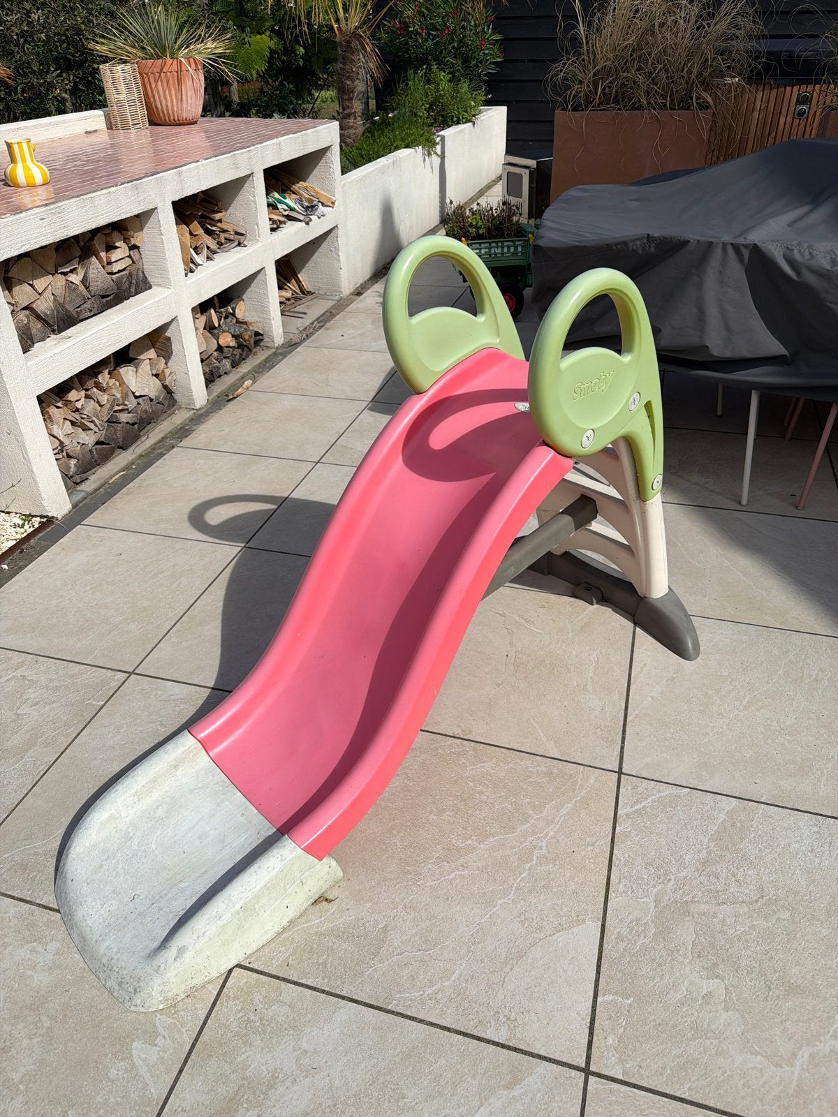 Smoby glijbaan voor kinderen - Roze en groen, Ophalen, Gebruikt