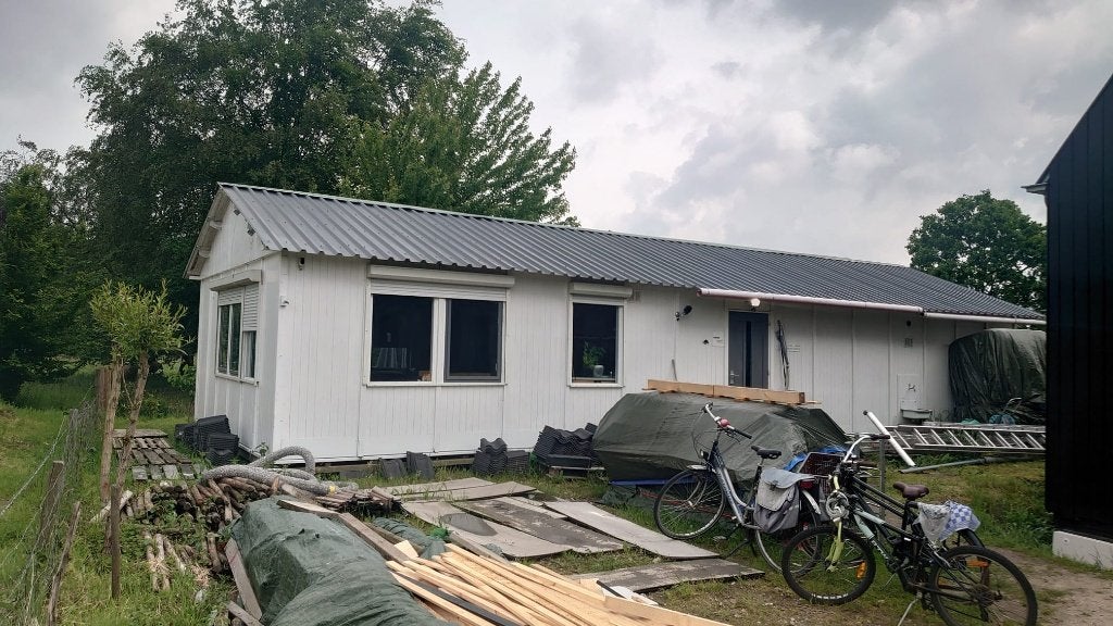 Flexibele schottenkeet 15x6m / bouwkeet/ woonunit, Ophalen, Gebruikt