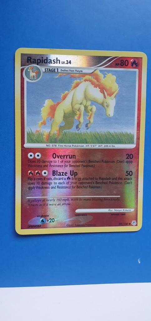 Rapidash 59/130 reverse holo pokemon kaart, Ophalen of Verzenden, Zo goed als nieuw