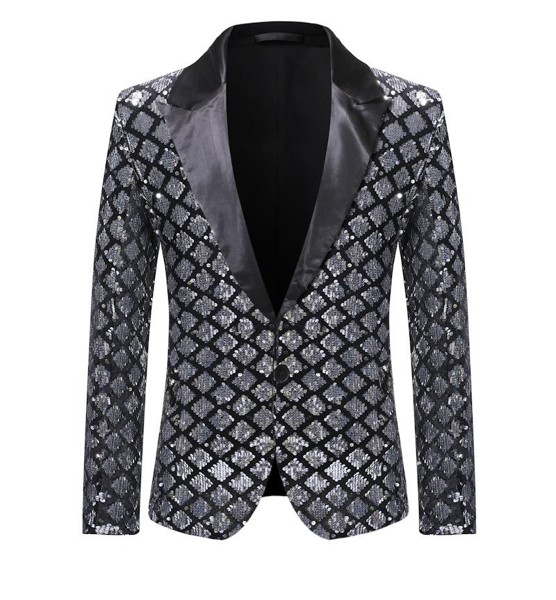 Heren zilveren ruiten glitter colbert blazer jasje mannen, Kleding | Heren, Kostuums en Colberts, Verzenden, Nieuw, Overige maten