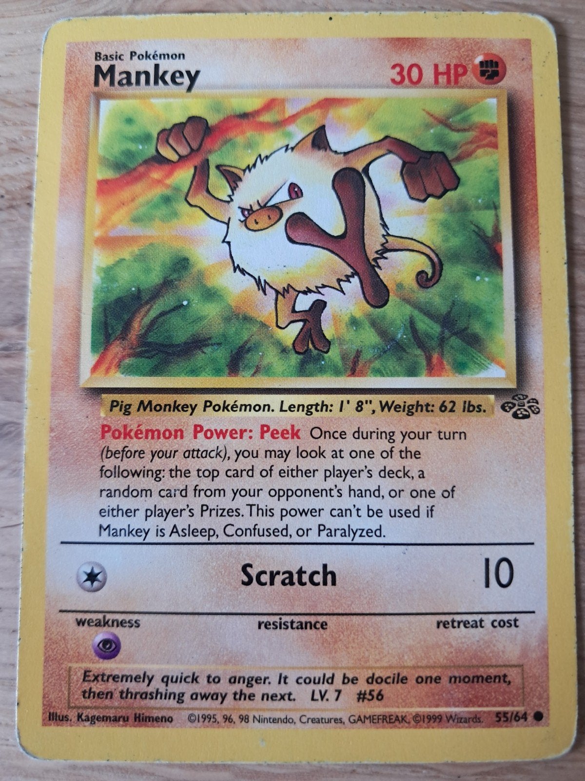 Mankey 55/64 - Pokemon kaart, Ophalen of Verzenden, Zo goed als nieuw