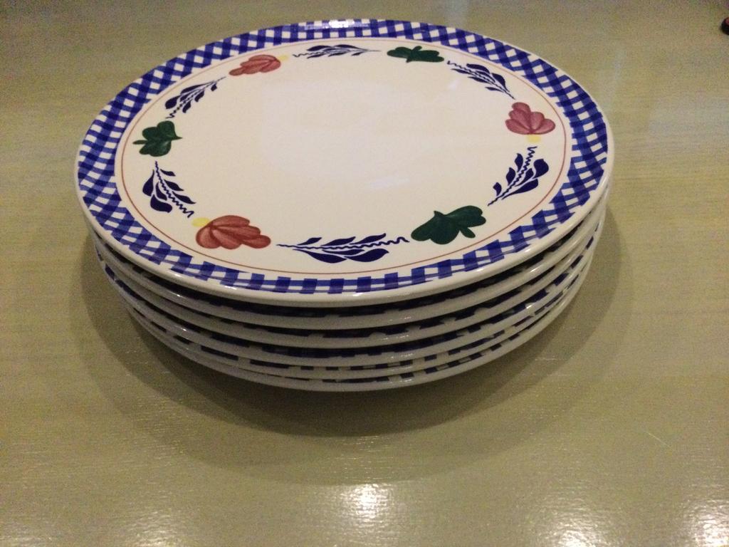 Boerenbont 6 grote pizza pannenkoek borden 31,5cm nwstaat, Ophalen of Verzenden, Zo goed als nieuw, Bord(en), Aardewerk