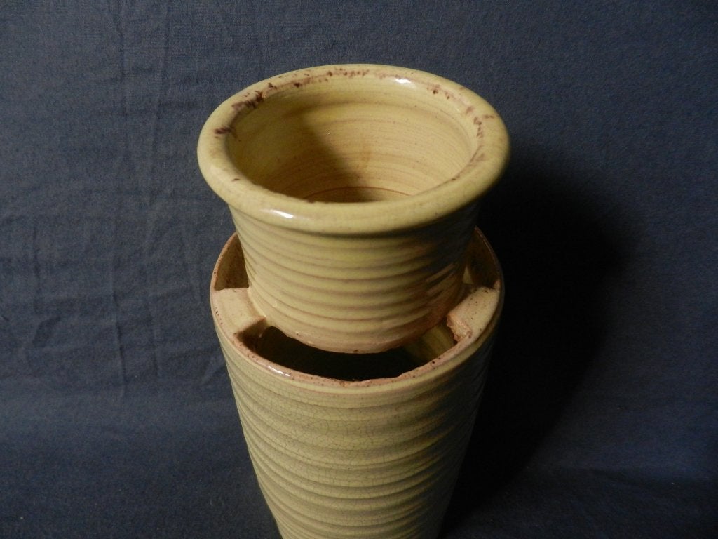 Lichtgeel craquele geglazuurde vaas Groeneveldt??? h 19,6 cm, Ophalen of Verzenden