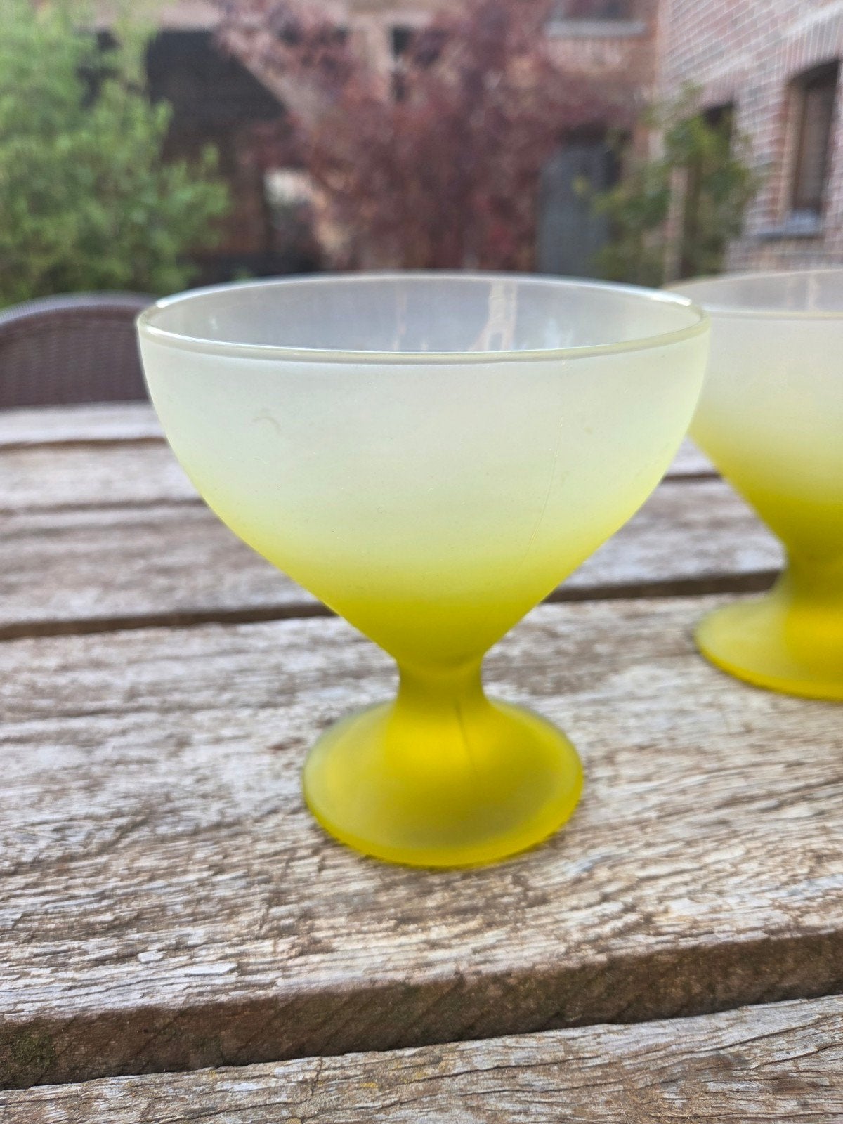Set van 4 vintage gele dessertglazen, Ophalen of Verzenden